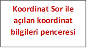 Koordinat Sor ile açılan koordinat bilgileri penceresi